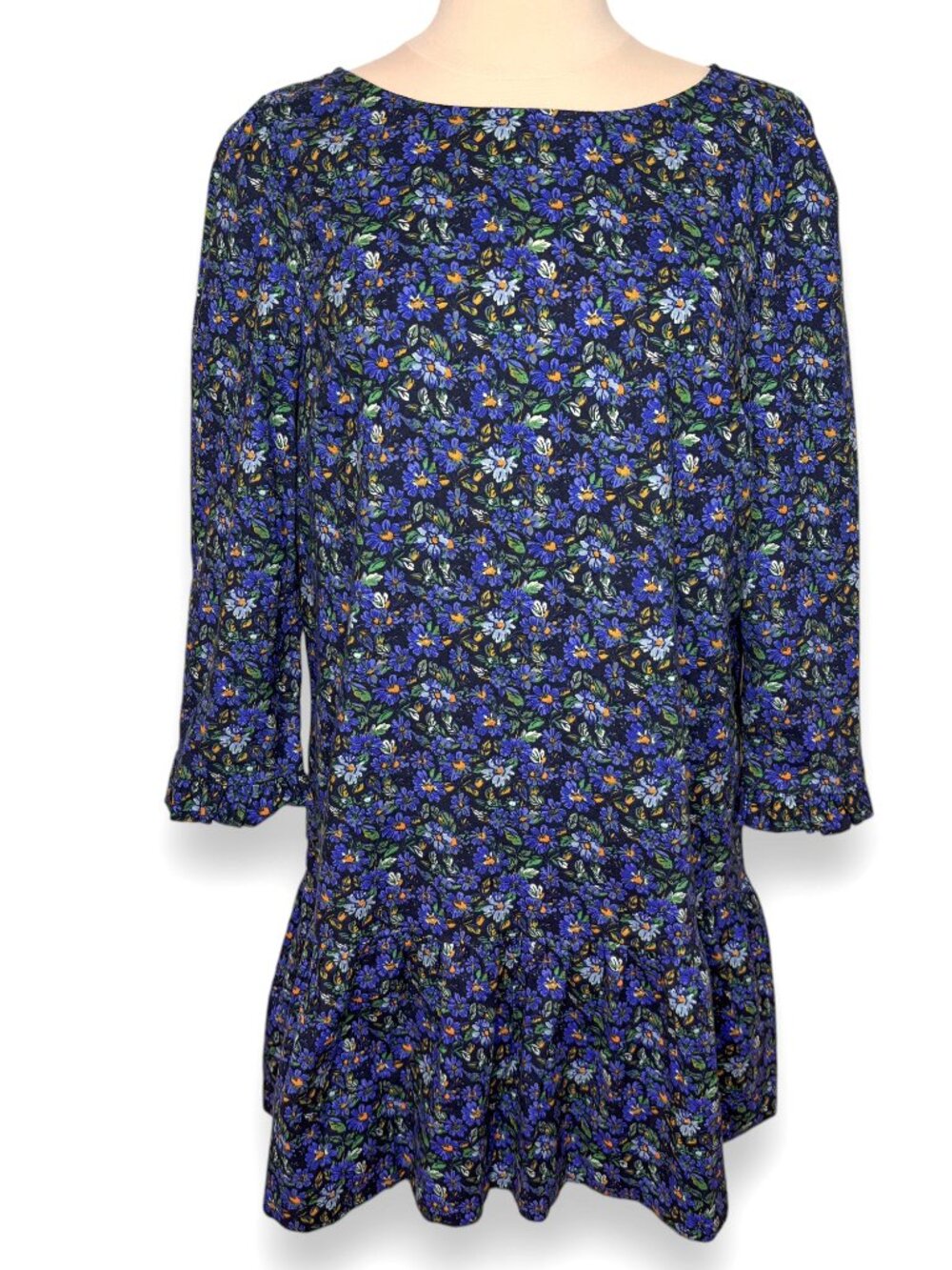 Free People NWT The Avenue Blue Floral Mini Dress With Cutout Back Size Large